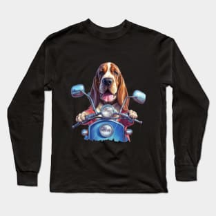 Dog biker funny dog driver cool basset hound biker gift ideas Long Sleeve T-Shirt